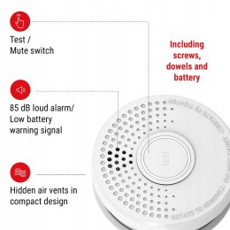 Czujnik dymu SHD by One Concept, detektor, 85 dB, bateria 9 V, 3 sztuki