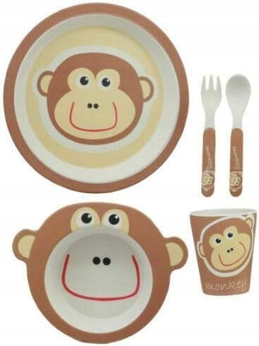 Kids Tableware Set Baby Bamboo Fiber - Małpka - zestaw 5 szt.